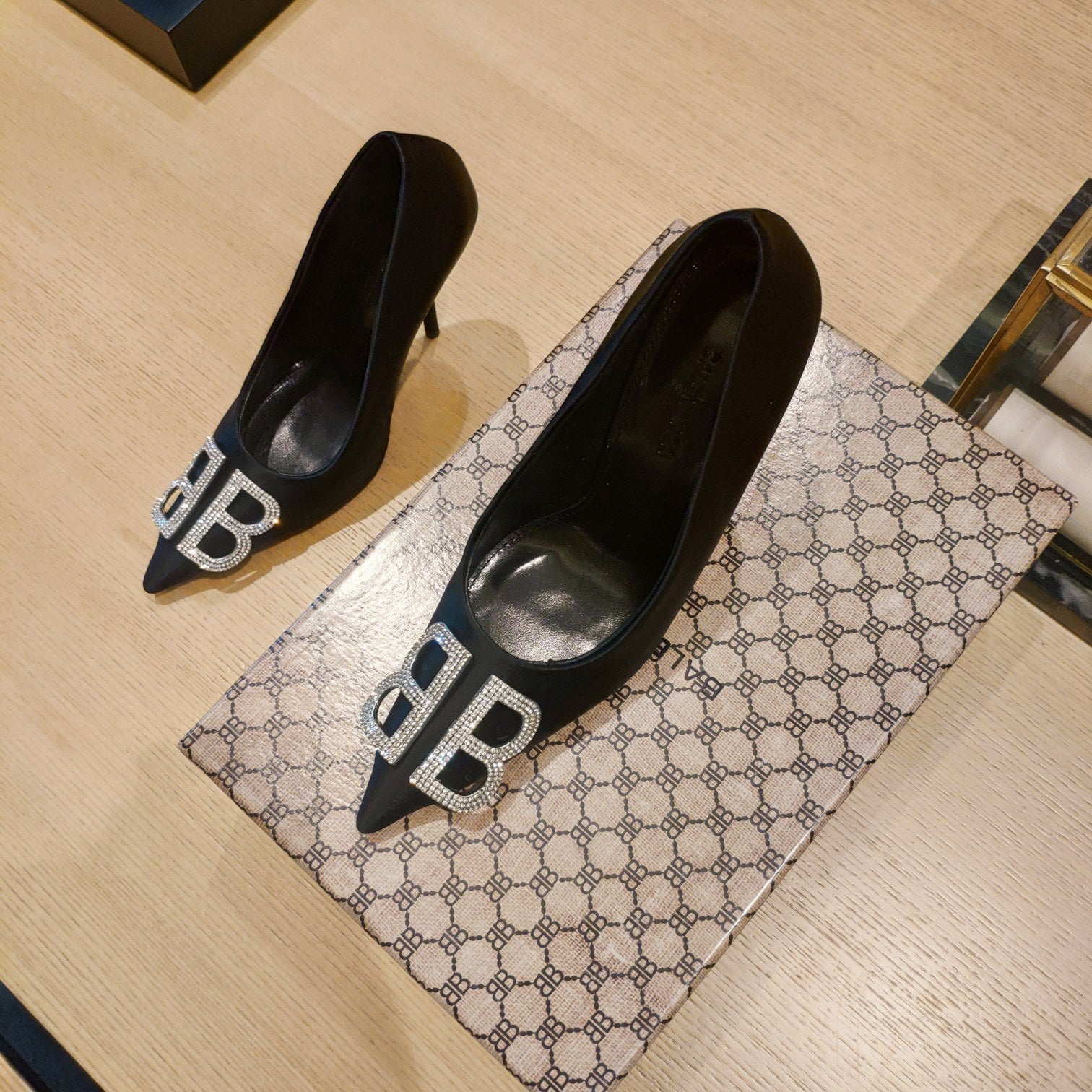 Balenciaga 26s High Heel Pump 105 Black Silk Satin 681178