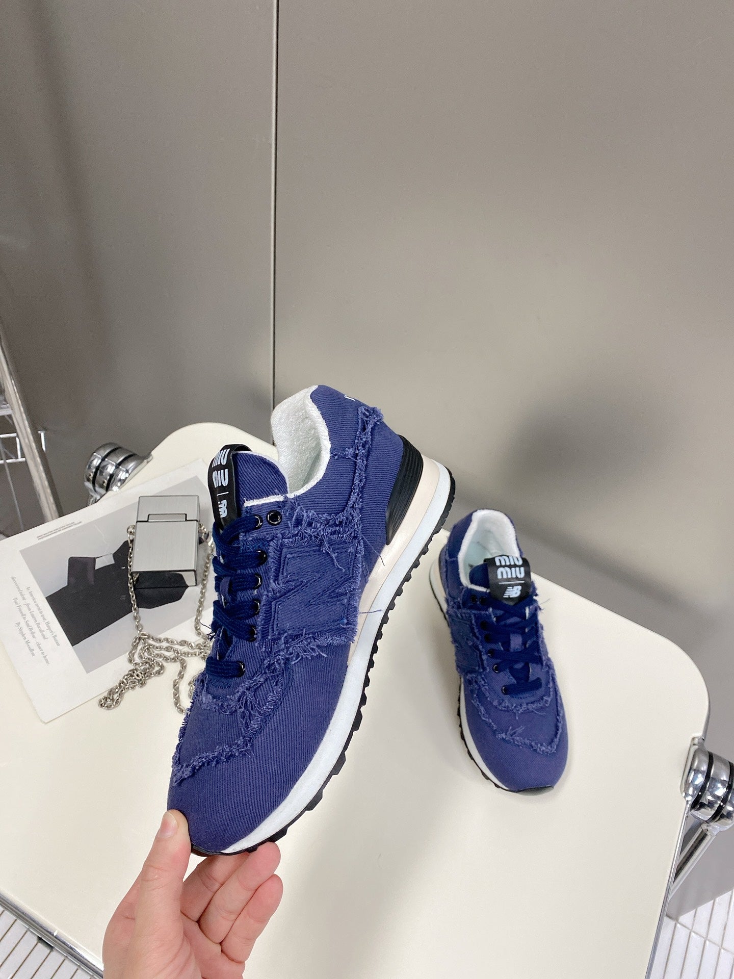 Miu Balance 574 Sneaker Blue Fabric