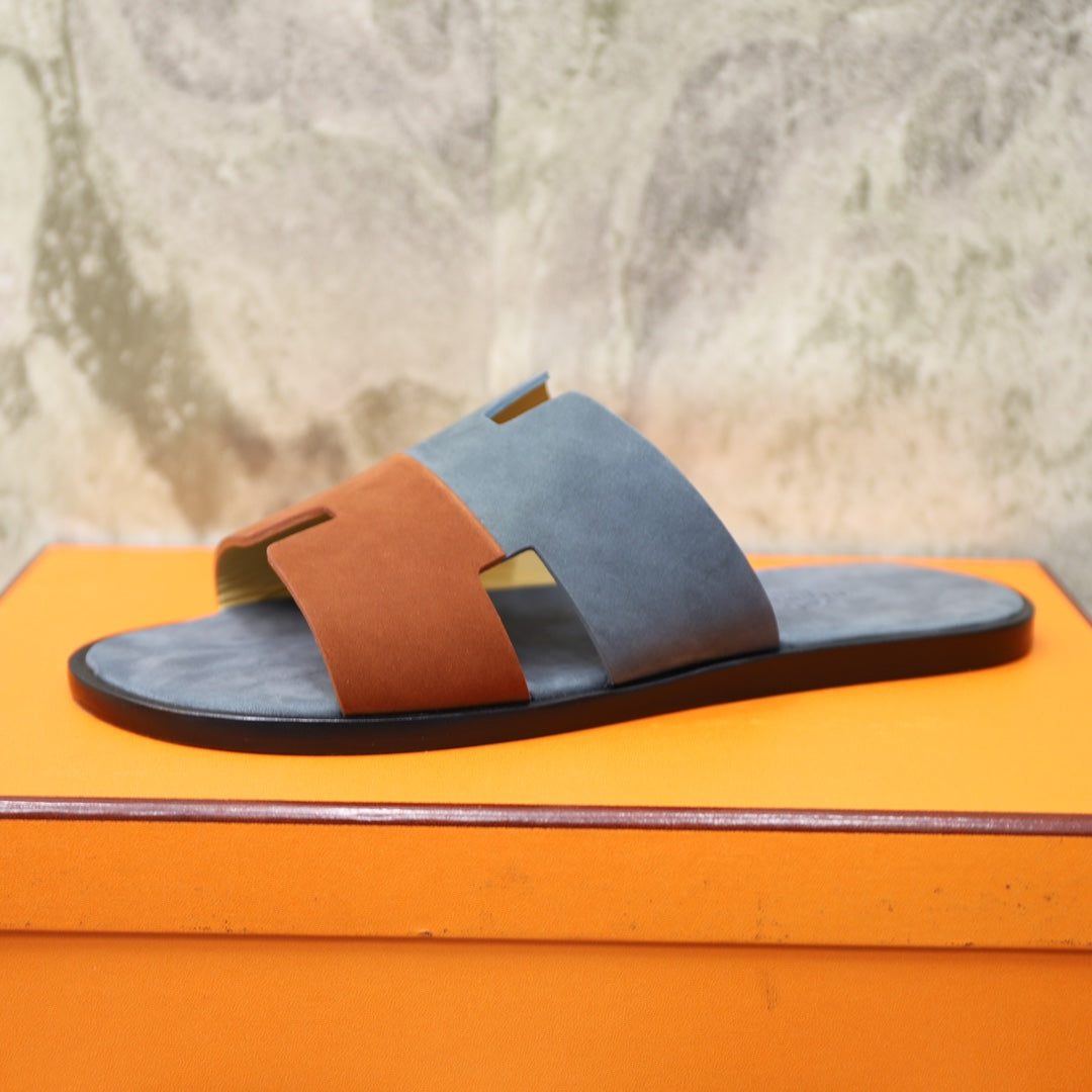 HM IZMIR SANDAL STONE AND RUSSET SUEDE