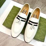 GG Men's Tassel Loafer White Cowhide 548746