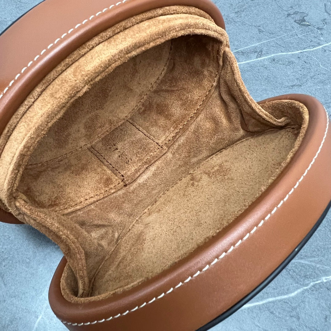 Celine 2026 Oval Minaudiere Cuir Triomphe Bag 14.5 Brown Leather