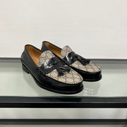 GG Men's Tassel Loafer Black Brown Patent Leather 559052