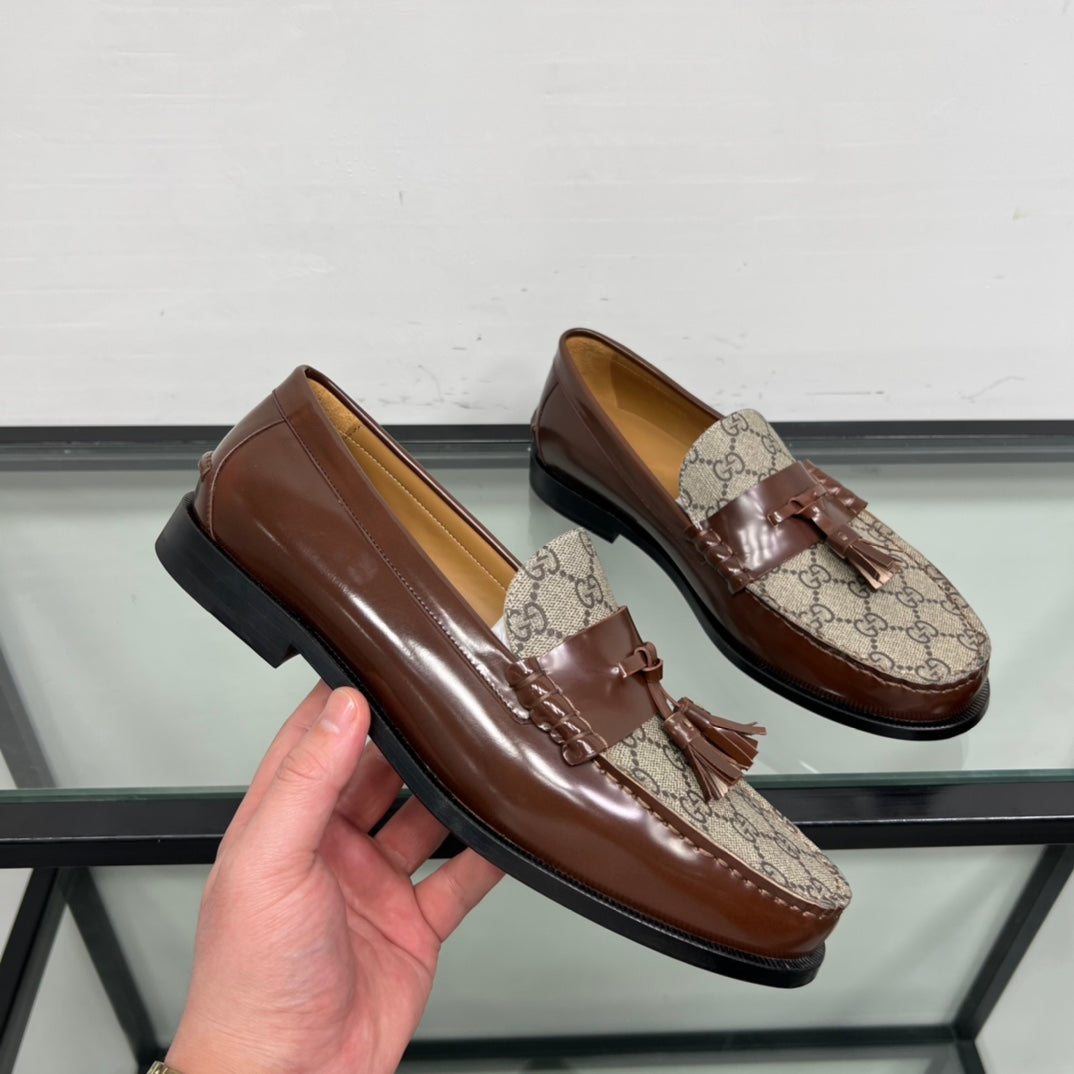 GG Men's Tassel Loafer Brown Patent Leather 559053