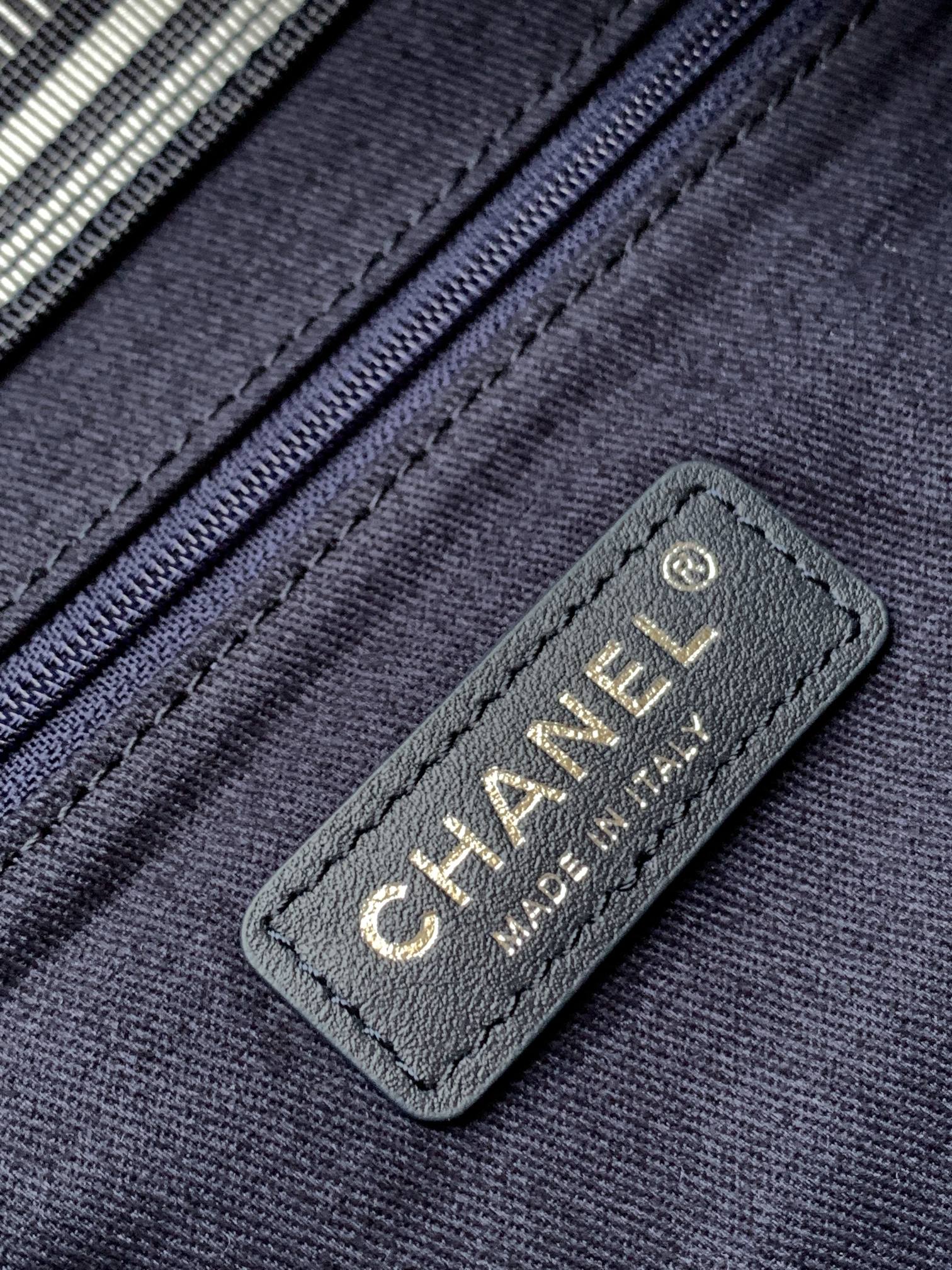 Chanel 2026 Border Tote Bag Blue Brown Denim Canvas Leather