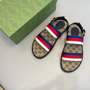 GG Men's Web Sandals Brown Canvas 558896