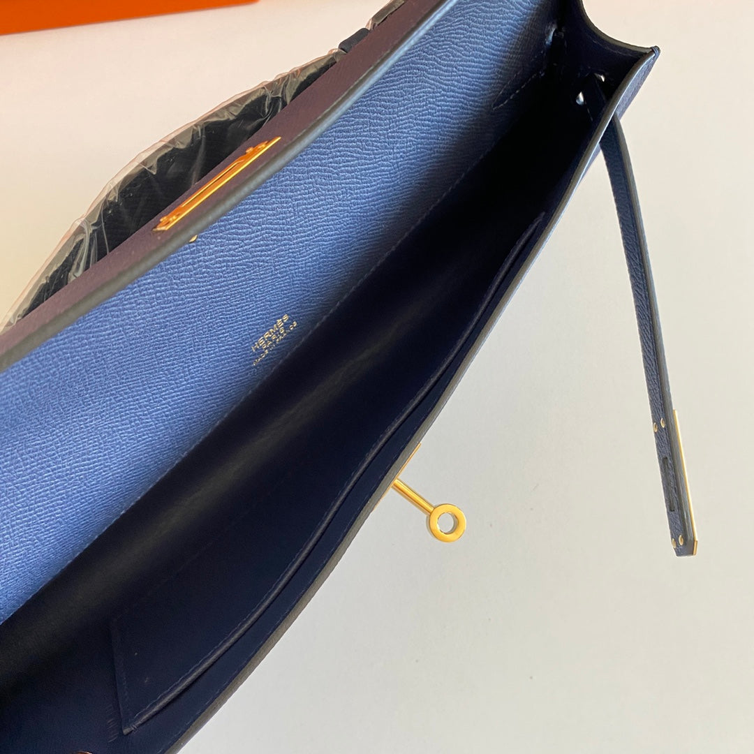 HM Kelly Cut 31 Night Blue Epsom Leather Gold Hardware 229049