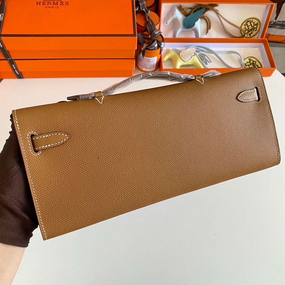 HM Kelly Cut 31 Peanut Butter Epsom Leather Silver Hardware 229056