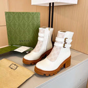 GG ankle boots white caramel cowhide