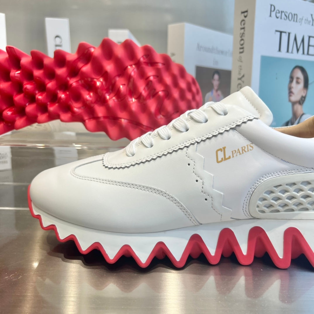 Christian Louboutin Loubishark Sneakers White Red Cowhide