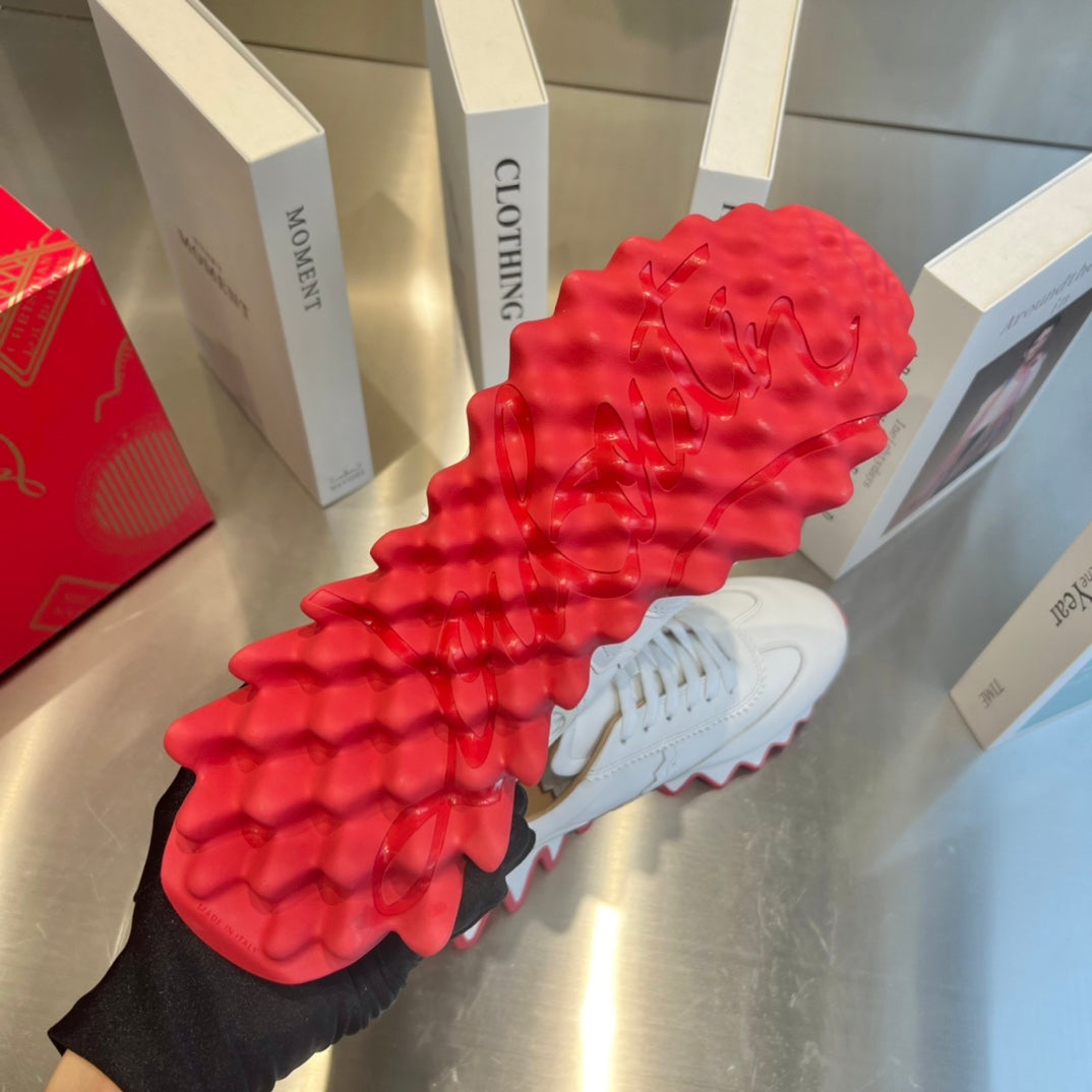 Christian Louboutin Loubishark Sneakers White Red Cowhide