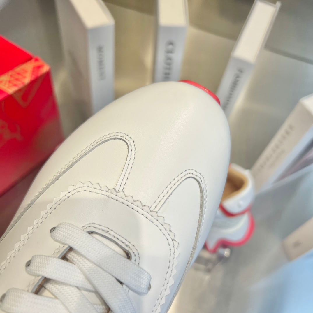 Christian Louboutin Loubishark Sneakers White Red Cowhide
