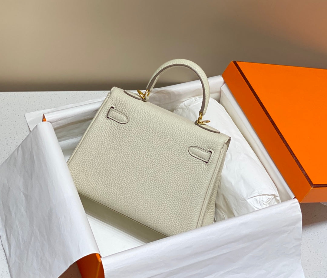 HM Mini Kelly 20cm Cream Togo Leather Gold Hardware