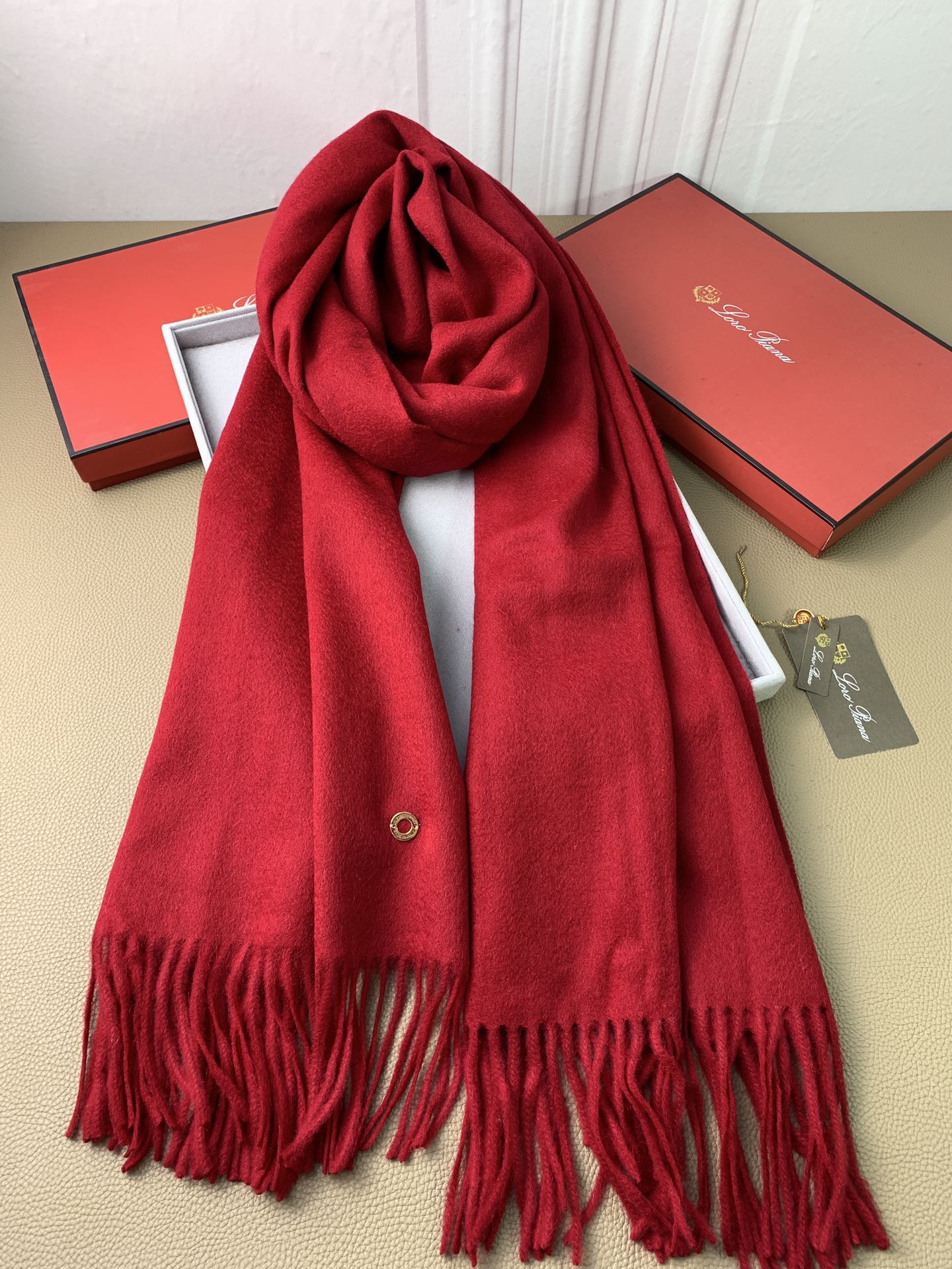 LP Grande Unita Scarf 200 CM In Dark Red Cashmere 378392