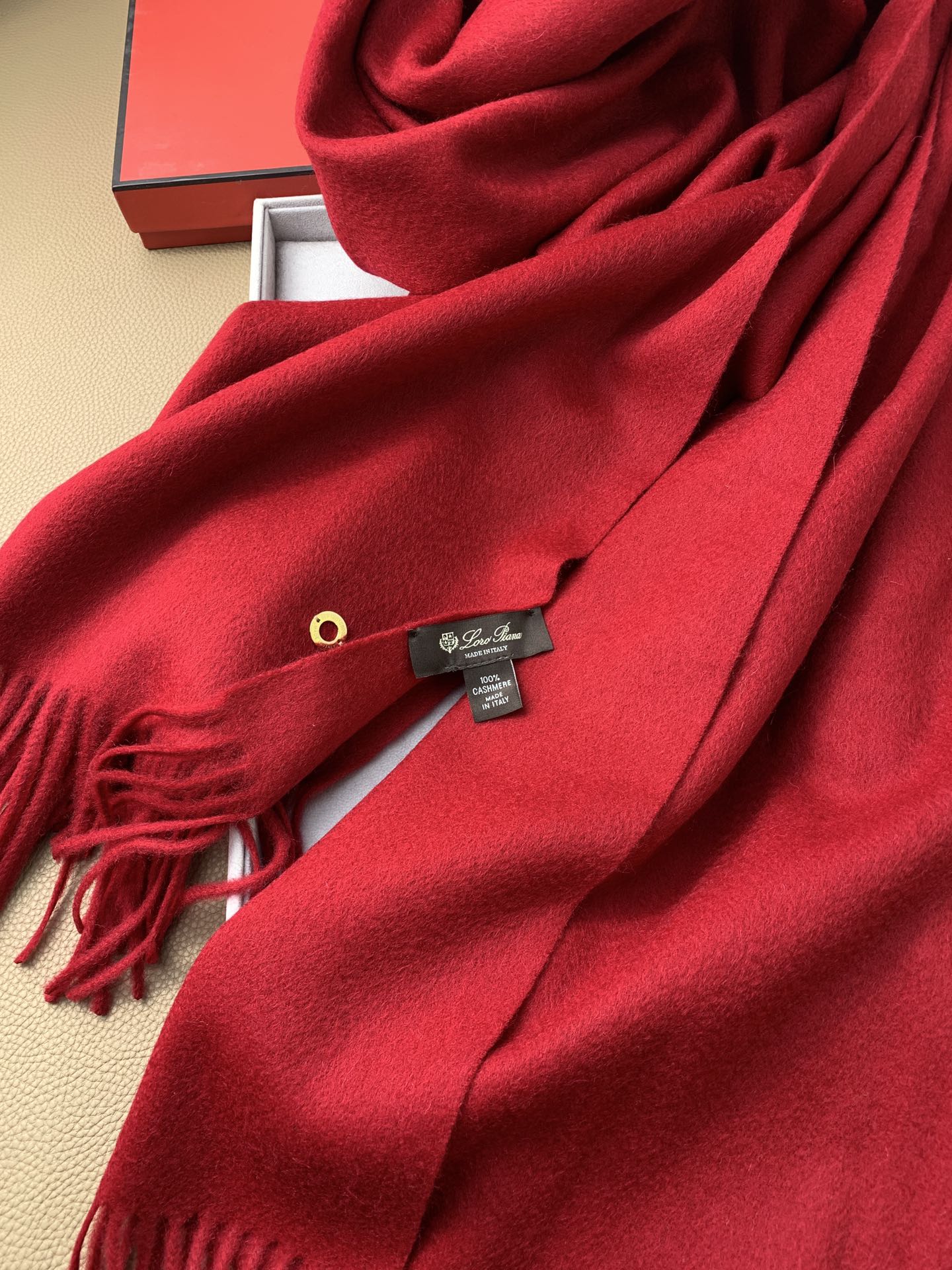 LP Grande Unita Scarf 200 CM In Dark Red Cashmere 378392