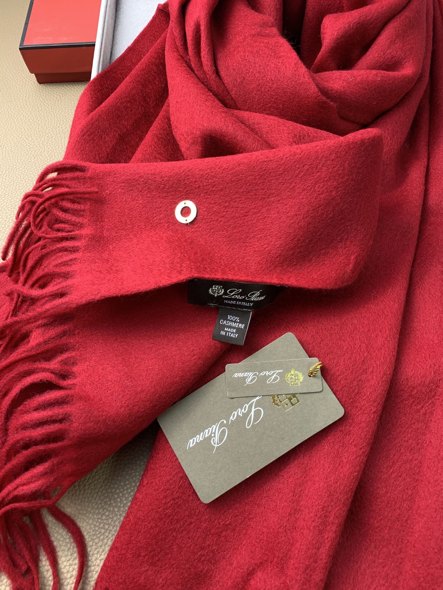 LP Grande Unita Scarf 200 CM In Dark Red Cashmere 378392