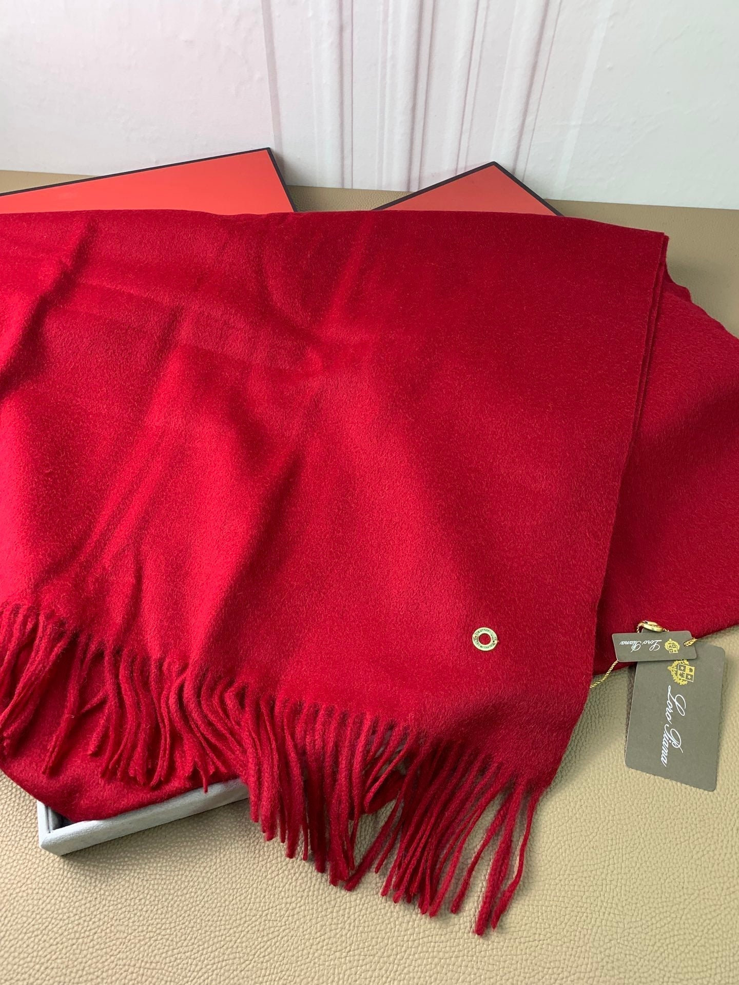 LP Grande Unita Scarf 200 CM In Dark Red Cashmere 378392