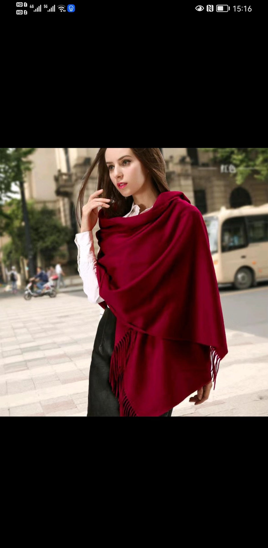 LP Grande Unita Scarf 200 CM In Dark Red Cashmere 378392