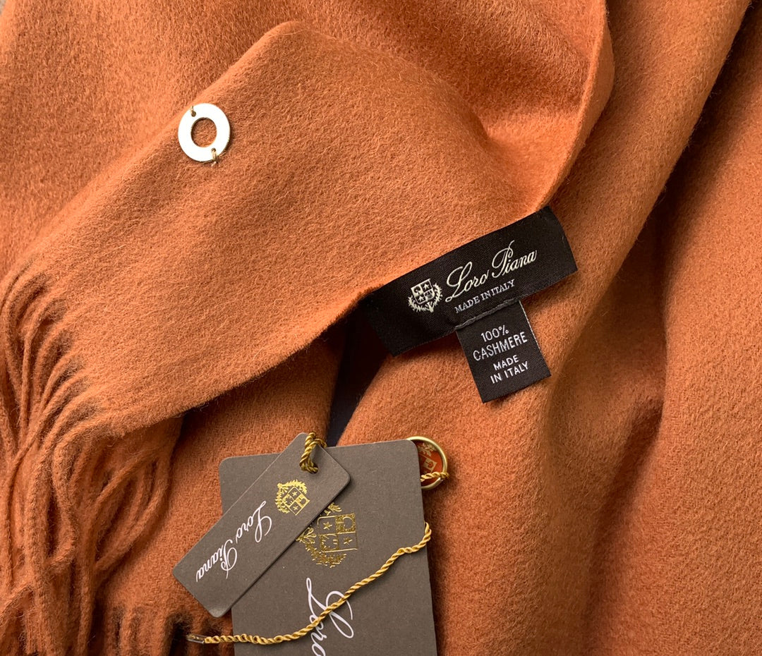 LP Grande Unita Scarf 200 CM In Brown Orange Cashmere 378391
