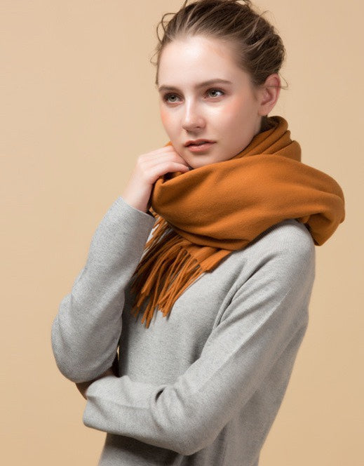 LP Grande Unita Scarf 200 CM In Brown Orange Cashmere 378391