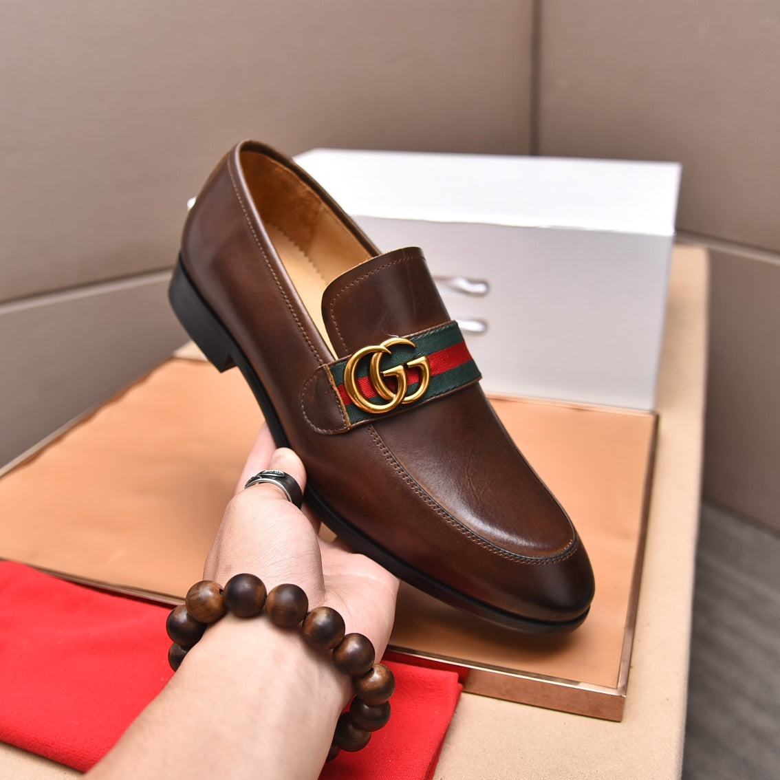 GG Men's Loafer Brown Cowhide 522704