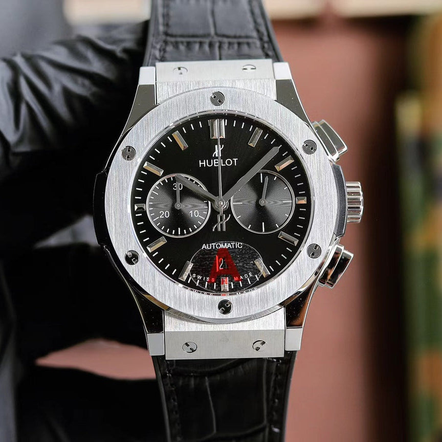 Hublot Classic Fusion Chronograph Titanium 45mm Watch With Black Leather Strap