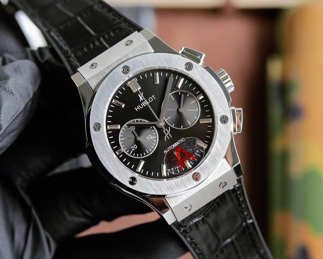Hublot Classic Fusion Chronograph Titanium 45mm Watch With Black Leather Strap