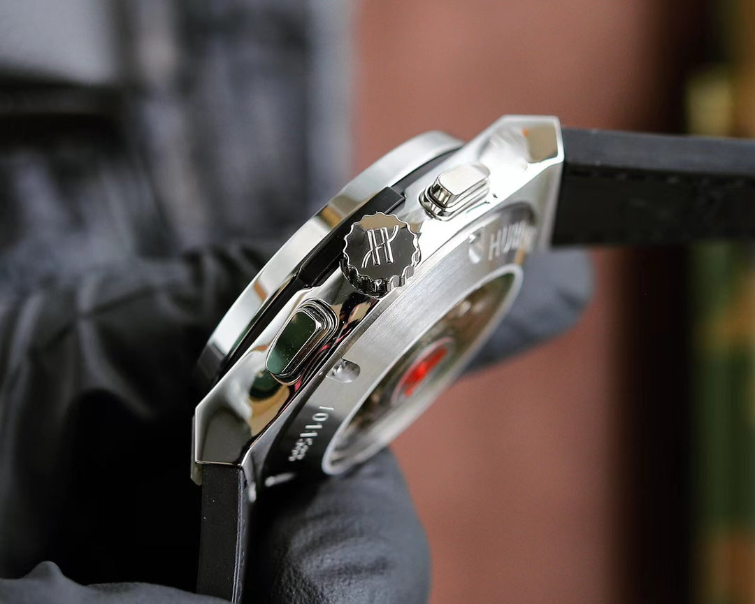Hublot Classic Fusion Chronograph Titanium 45mm Watch With Black Leather Strap