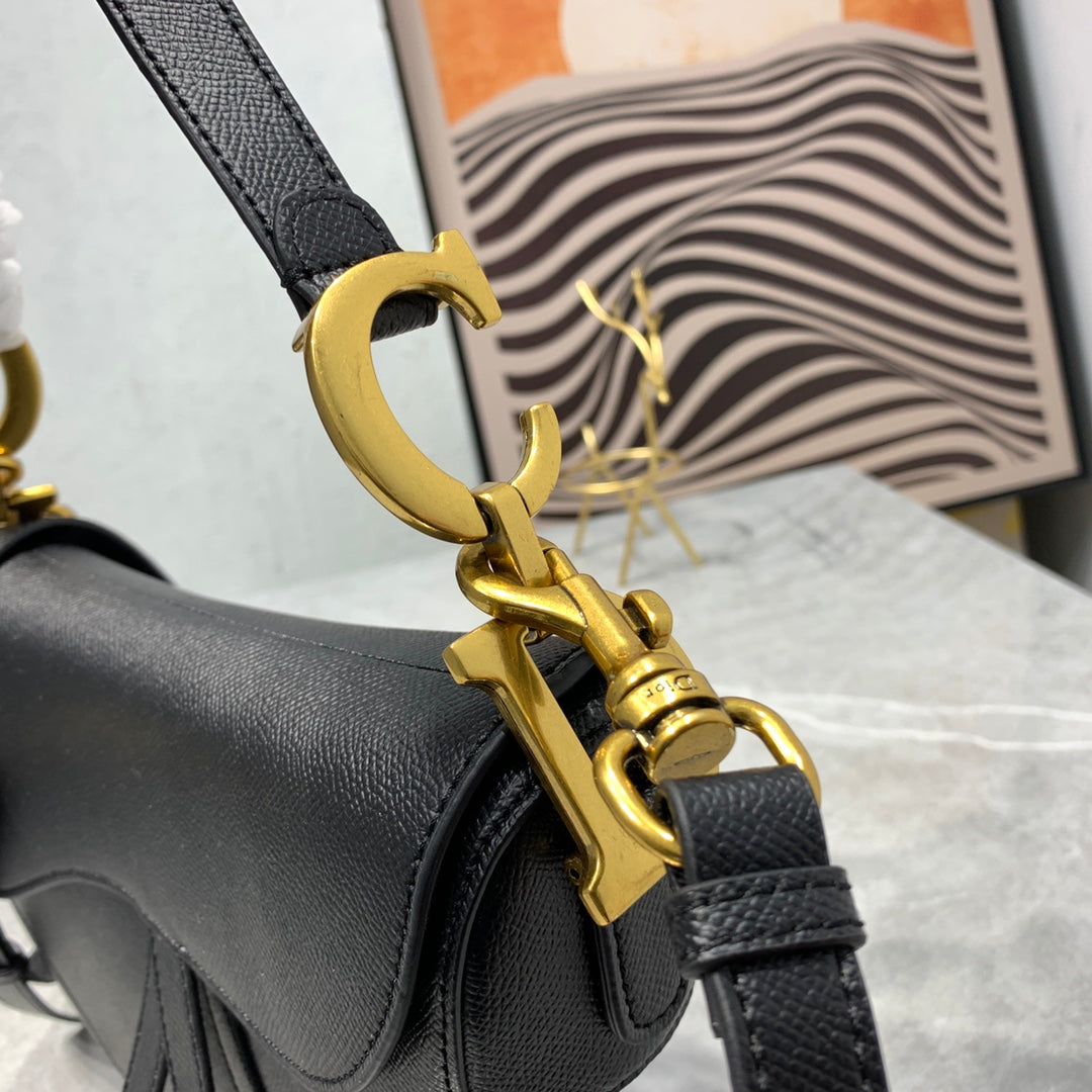 CD Saddle Bag Strap Warm Taupe Grained Calfskin