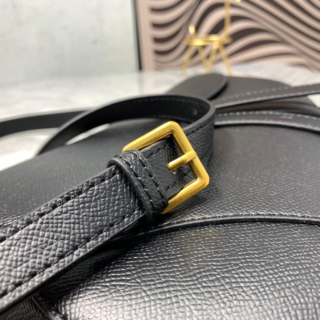 CD Saddle Bag Strap Warm Taupe Grained Calfskin