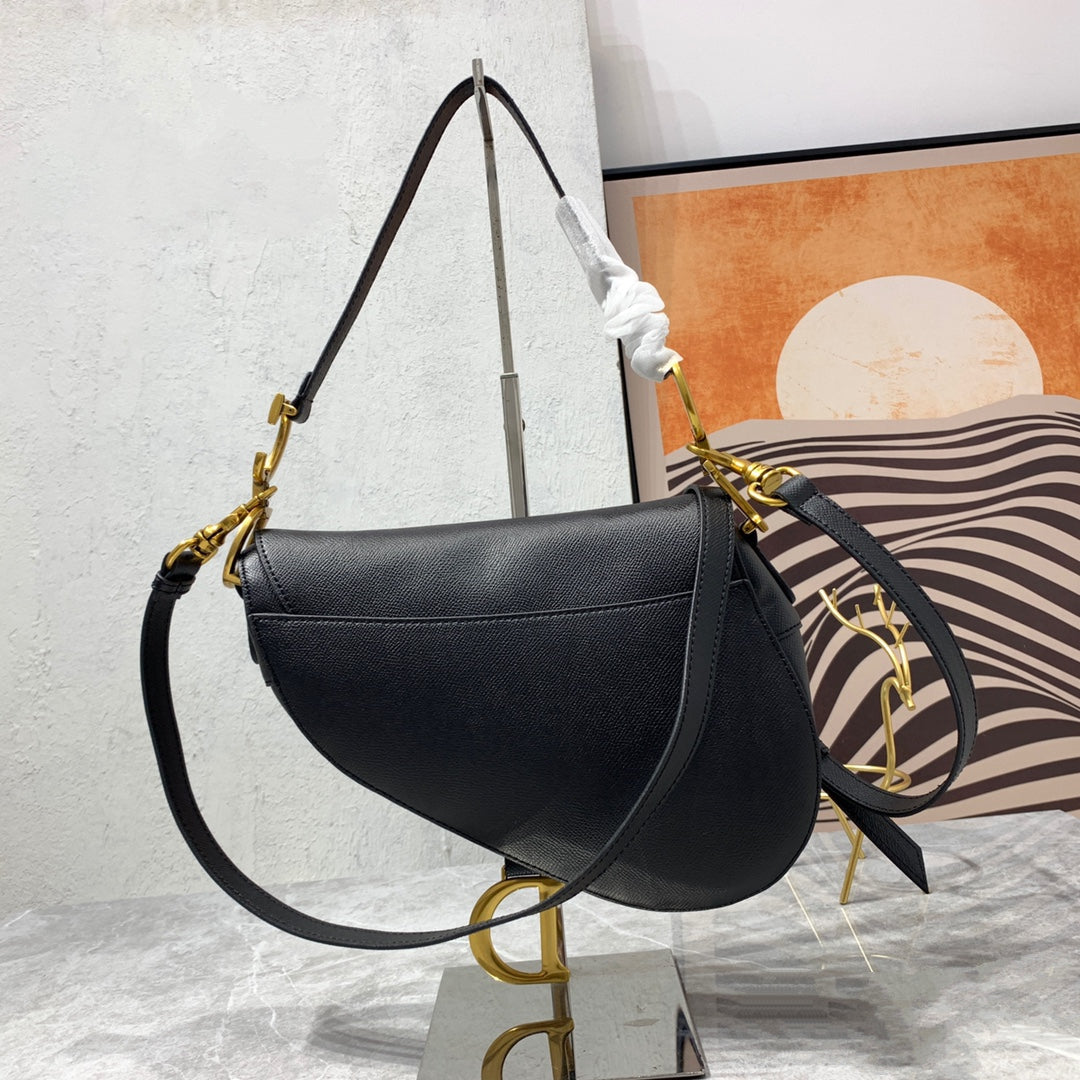 CD Saddle Bag Strap Warm Taupe Grained Calfskin