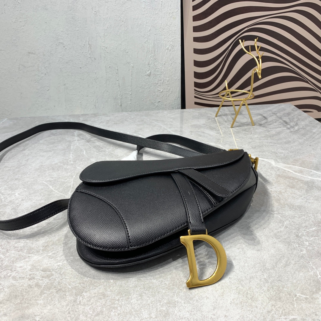 CD Saddle Bag Strap Warm Taupe Grained Calfskin