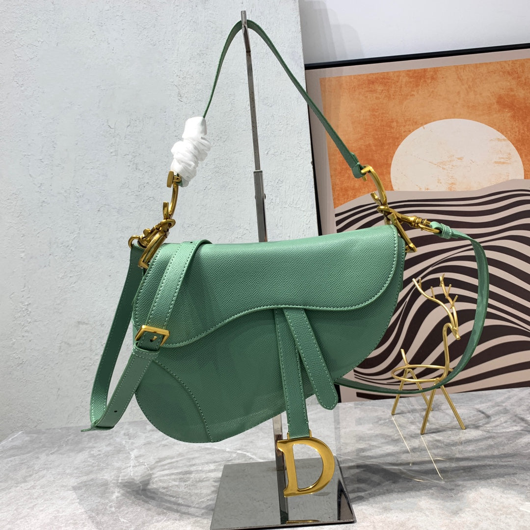 CD Saddle Bag Strap Warm Taupe Grained Calfskin