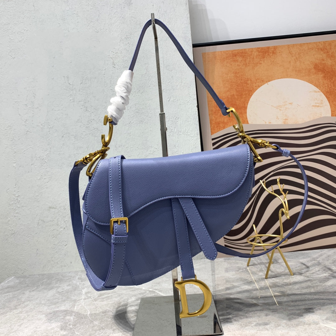CD Saddle Bag Strap Warm Taupe Grained Calfskin