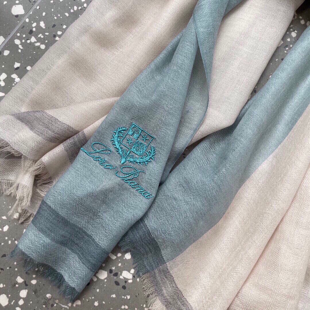 LP Quadrata Rainbow Scarf 200 CM In Beige Mix Turquoise Cashmere Silk  670020