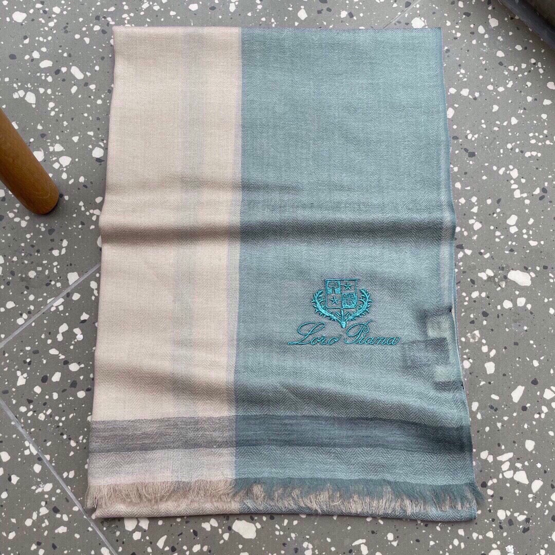 LP Quadrata Rainbow Scarf 200 CM In Beige Mix Turquoise Cashmere Silk  670020