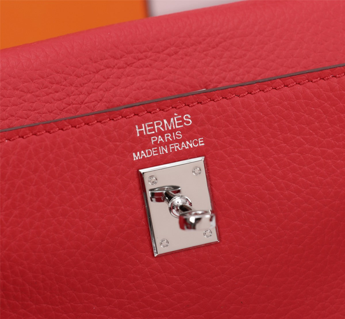 HM KELLY BAG 28 RED TOGO SILVER HARDWARE