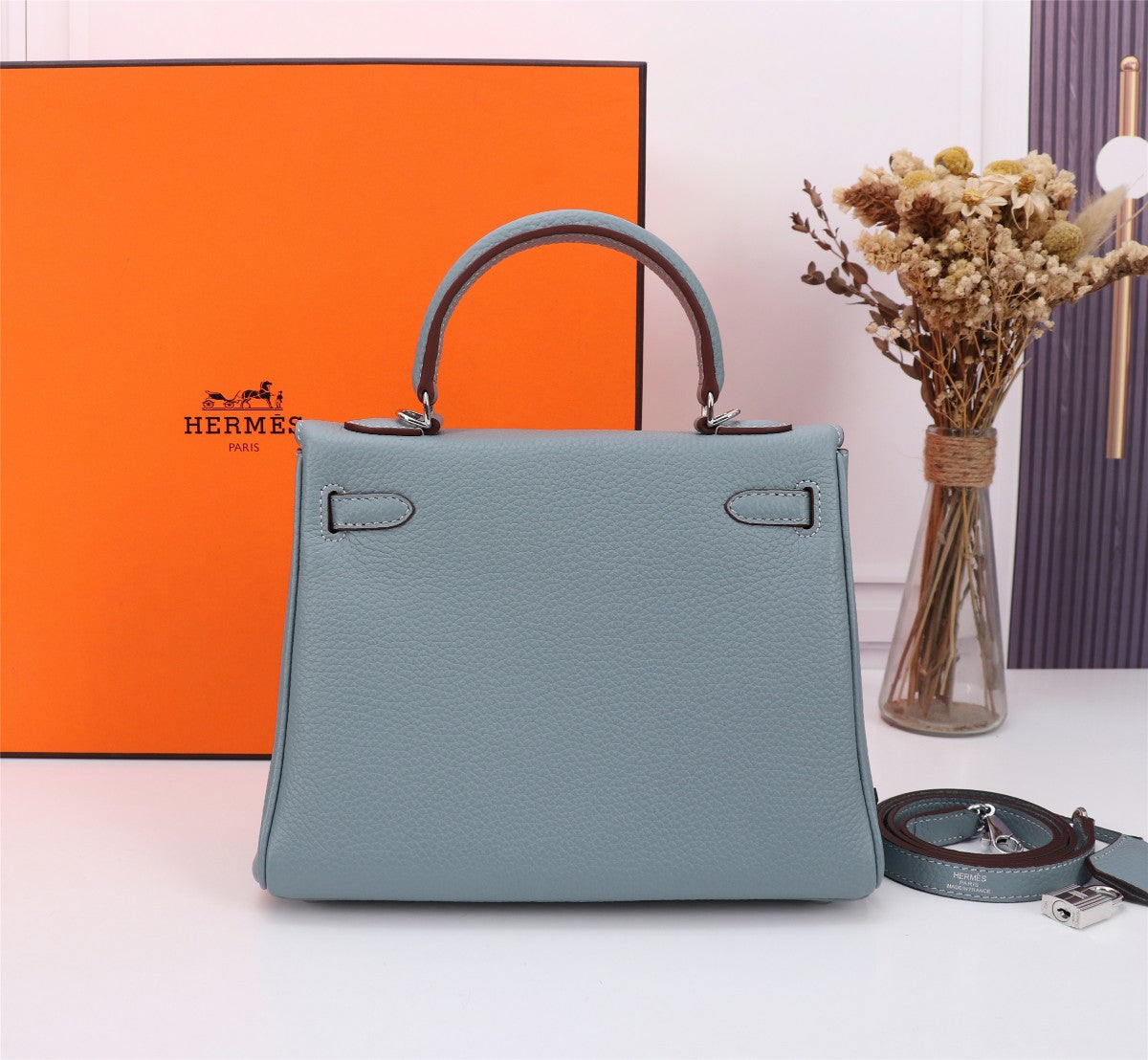 HM KELLY BAG 25 TEMPERED GRAY TOGO SILVER HARDWARE