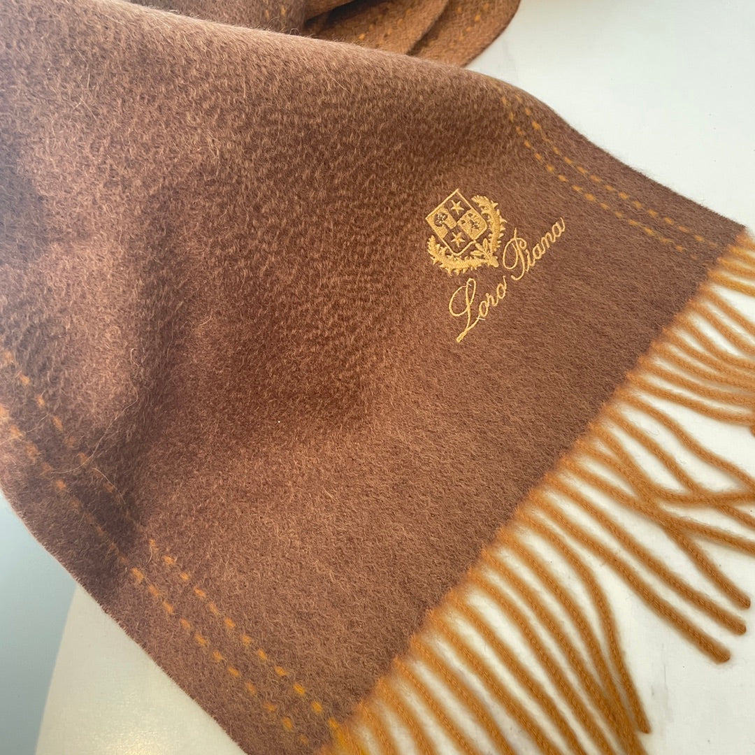 LP Grande Unita Scarf 200 CM In Earth Brown Mix Caramel Cashmere  686571