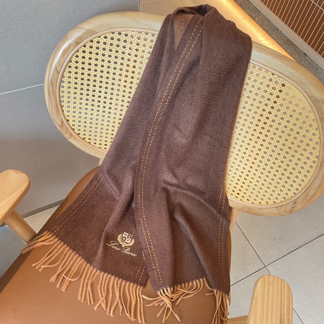 LP Grande Unita Scarf 200 CM In Earth Brown Mix Caramel Cashmere  686571
