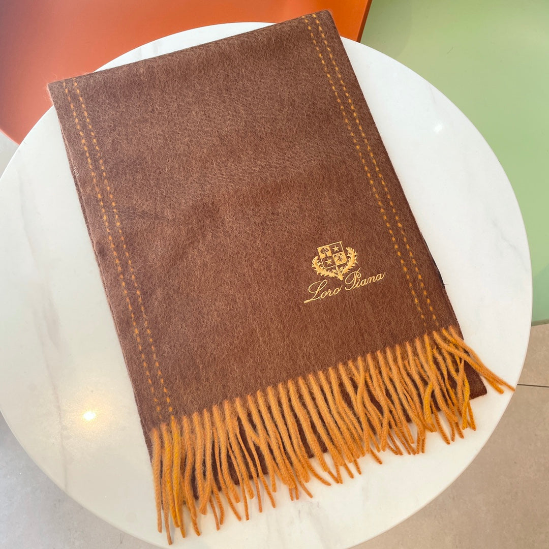 LP Grande Unita Scarf 200 CM In Earth Brown Mix Caramel Cashmere  686571