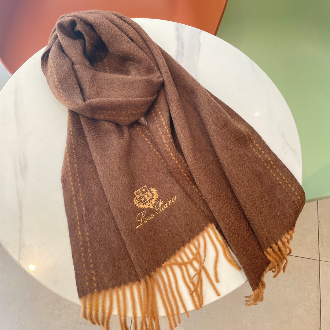 LP Grande Unita Scarf 200 CM In Earth Brown Mix Caramel Cashmere  686571