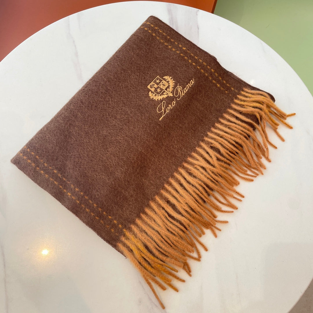 LP Grande Unita Scarf 200 CM In Earth Brown Mix Caramel Cashmere  686571