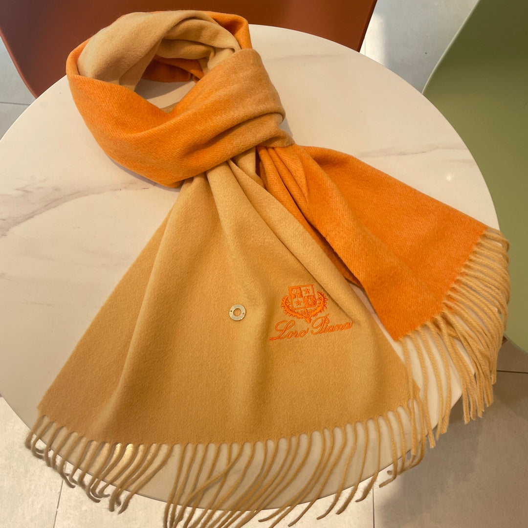 LP Grande Unita Scarf 190 CM In Beige Gradient Orange Cashmere 687750