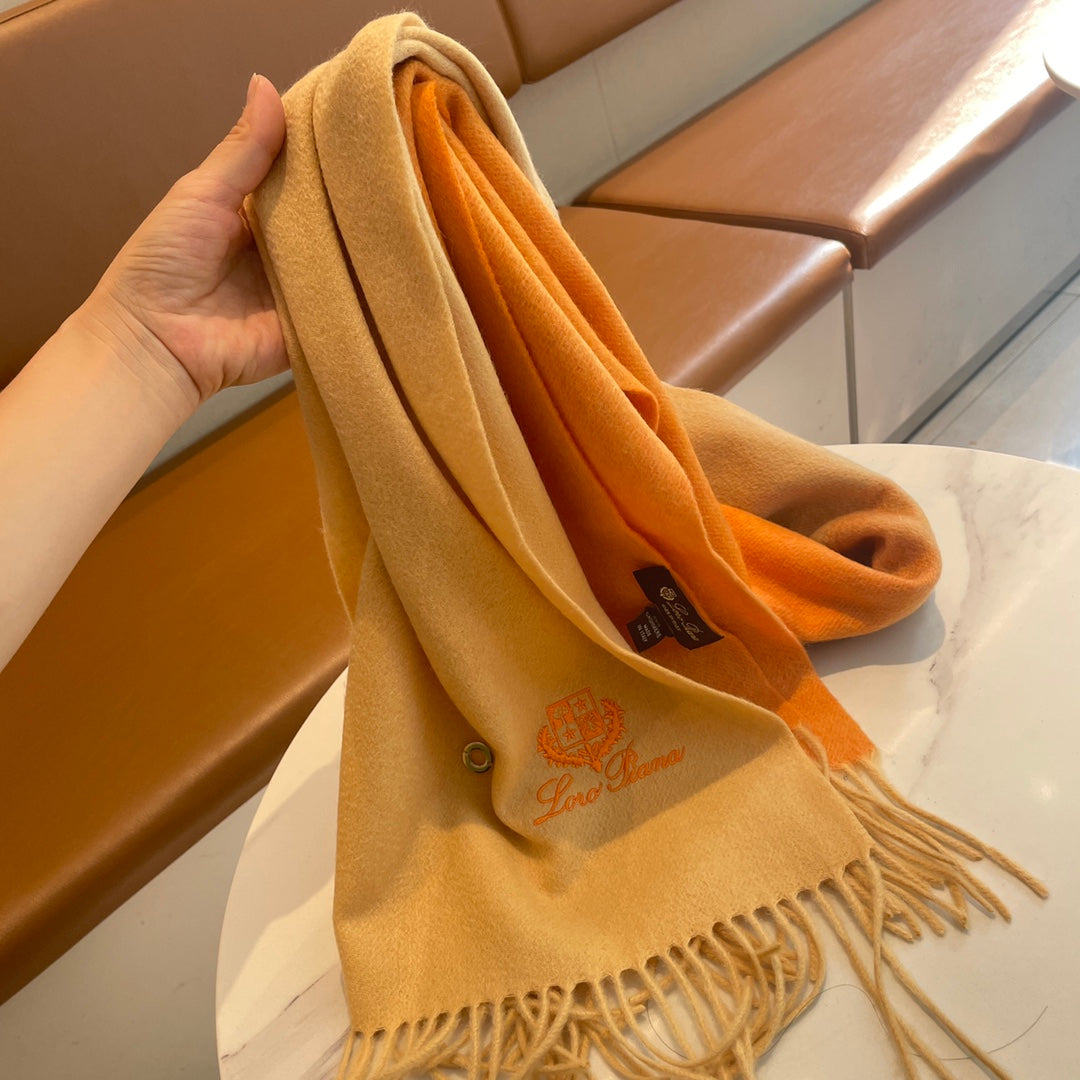 LP Grande Unita Scarf 190 CM In Beige Gradient Orange Cashmere 687750