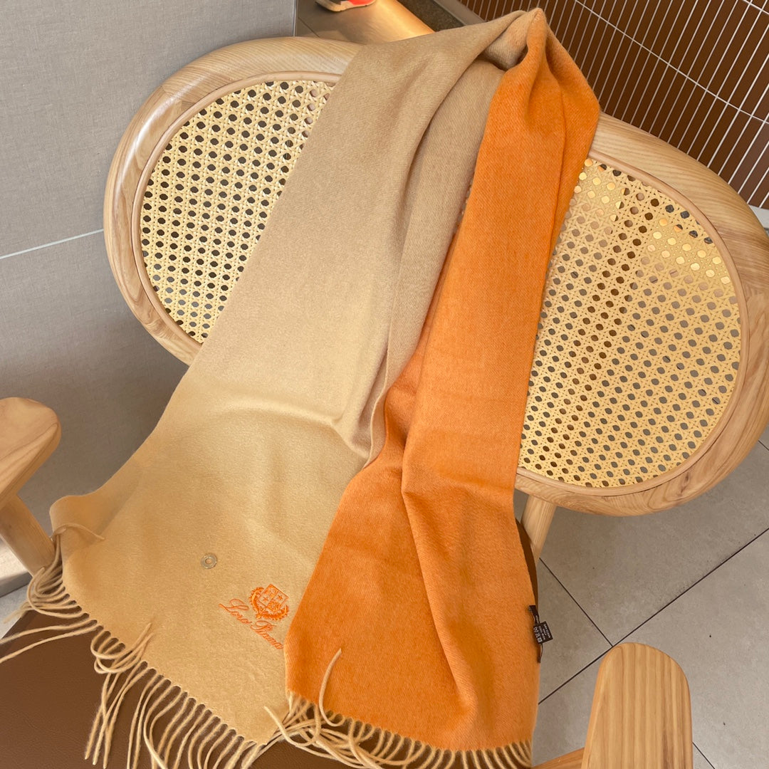 LP Grande Unita Scarf 190 CM In Beige Gradient Orange Cashmere 687750