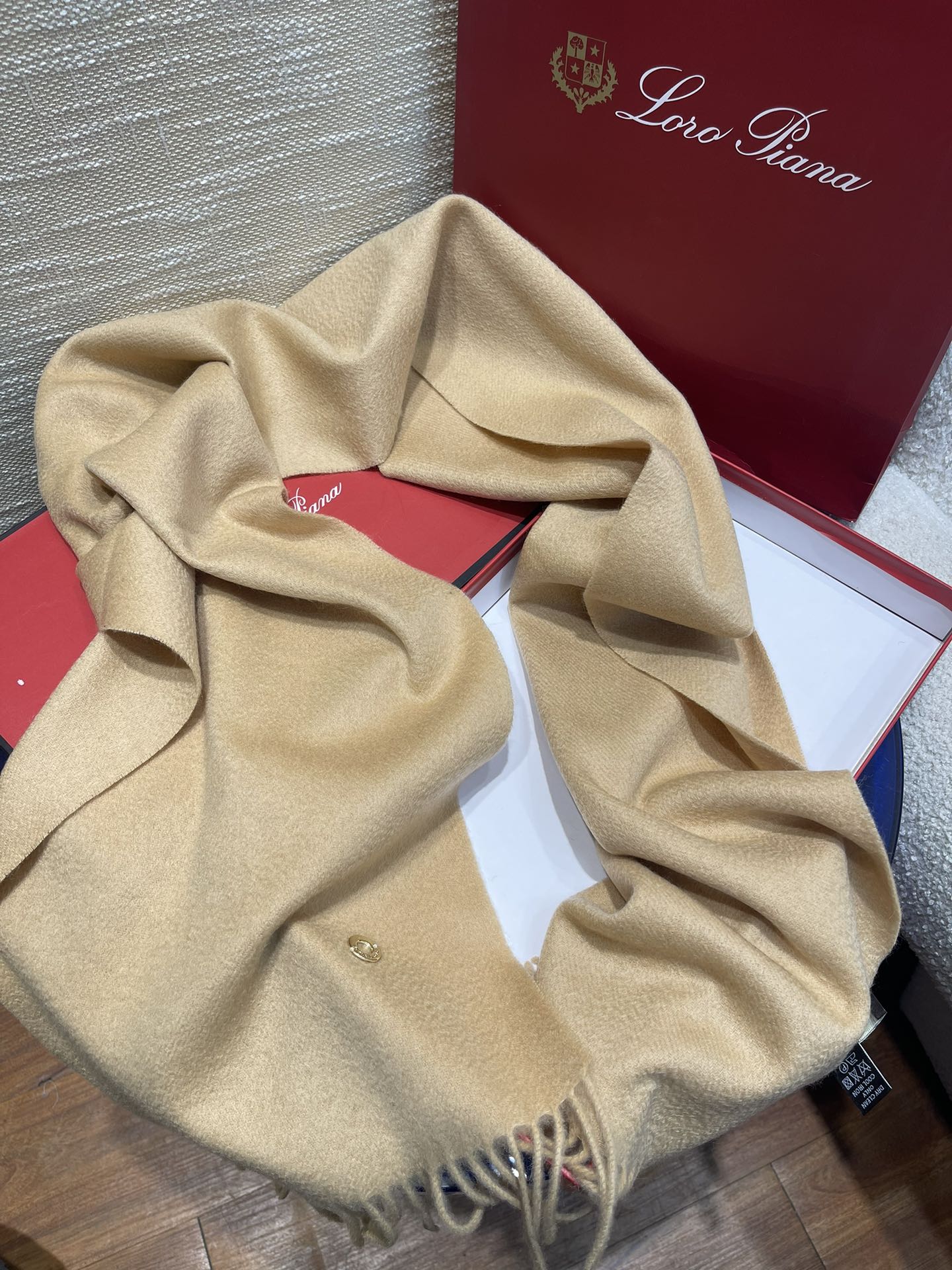 Plain Cashmere Scarf 180 CM In Beige 351619