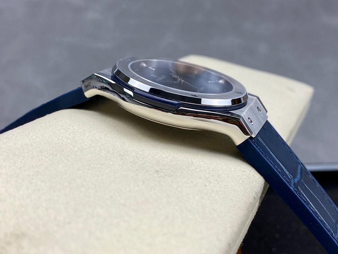 Hublot Classic Fusion 42mm Titanium Case Blue Dial Blue Leather Strap