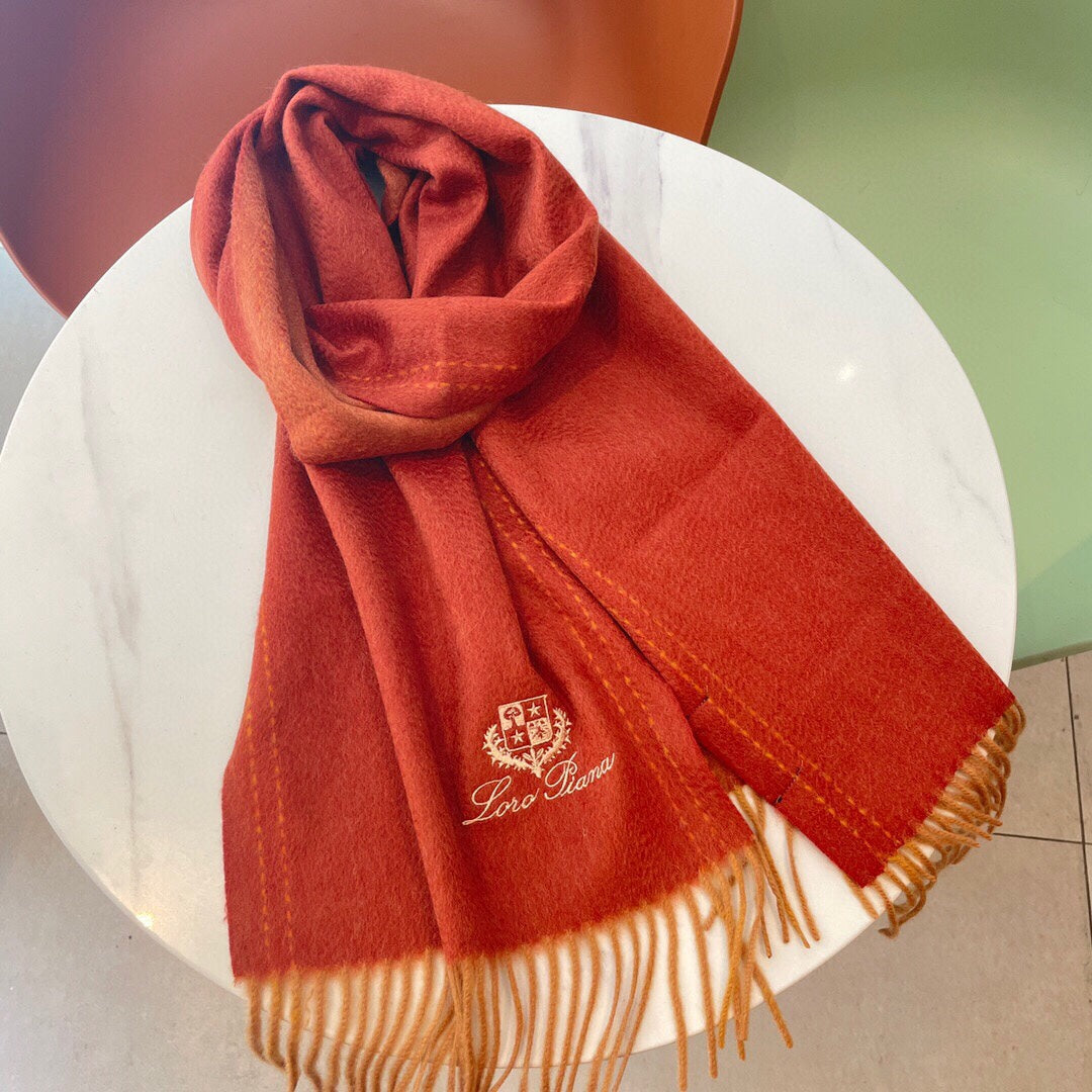 LP Grande Unita Scarf 200 CM In Red Orange Cashmere 705047