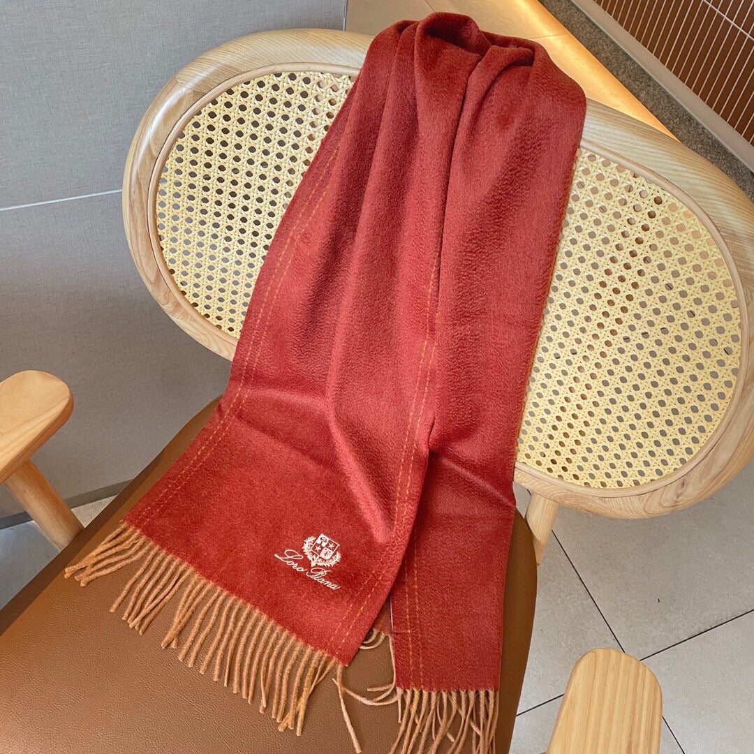 LP Grande Unita Scarf 200 CM In Red Orange Cashmere 705047