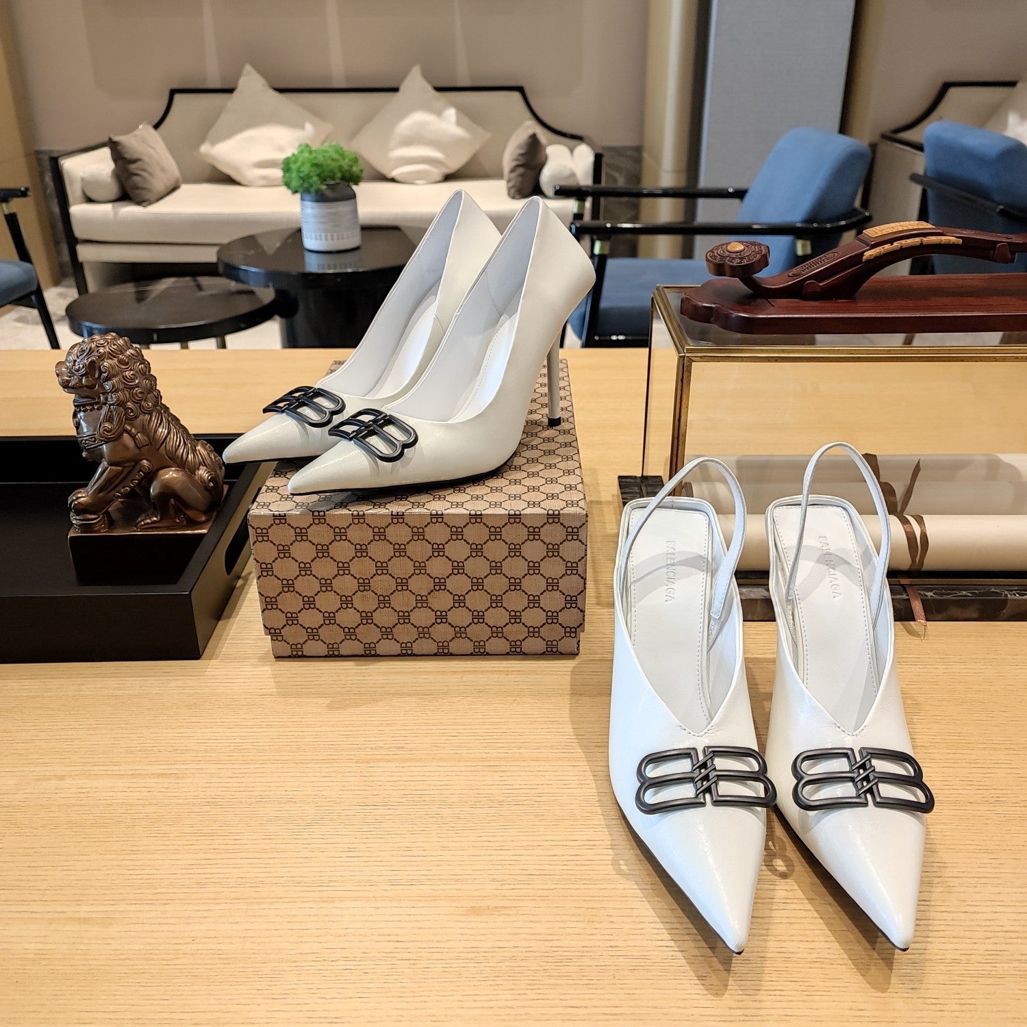 Balenciaga 26s High Heel 100 White Cowhide 681200